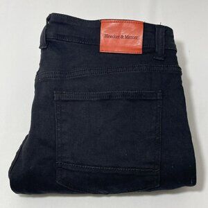 Bleecker Mercer Skinny Jeans Slim Fit Men Size 36x32 Black Moto Biker Patch Torn